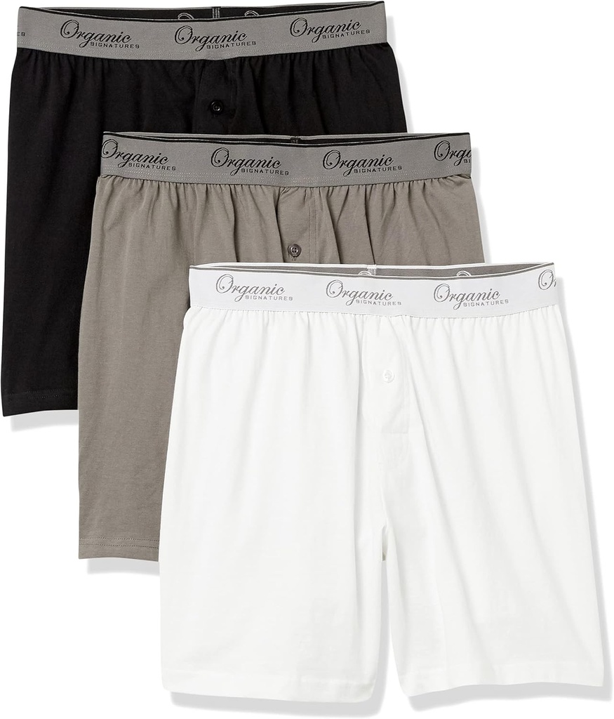 Organic Signatures Men's Boxers 100% Organic Cotton, Soft Boxers for Men, 3-Pack