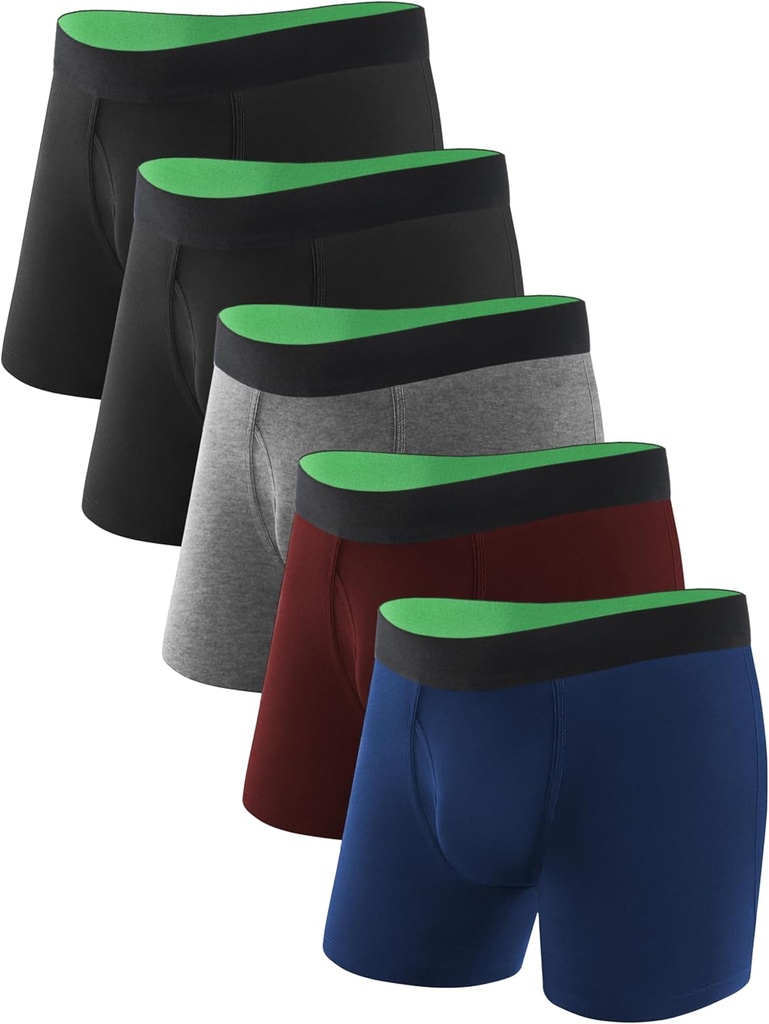 TIICHOO Washable Incontinence Underwear for Men Regular Absorbency Incontinence Boxer Briefs with Fly 5 Pack