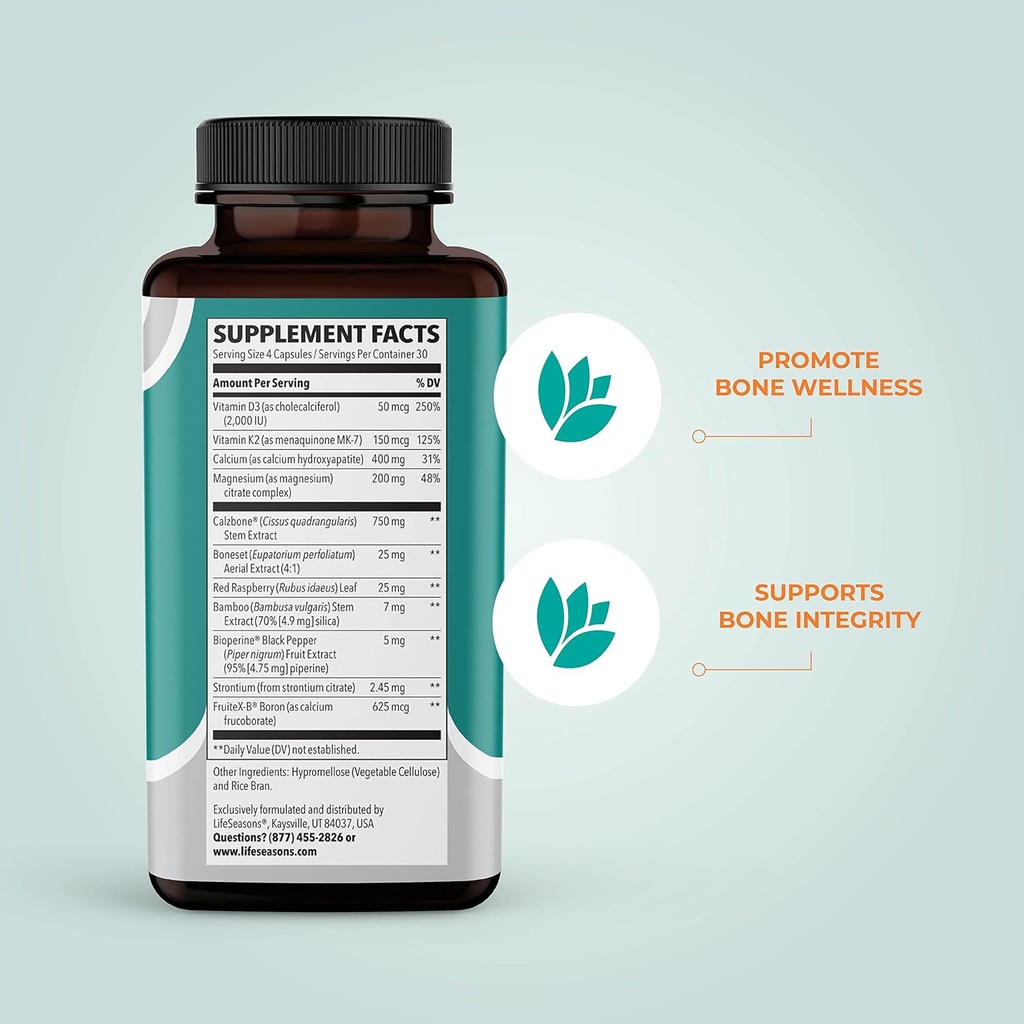 LifeSeasons Bone Densi-T - Osteo & Calcium Support - Bone Mineral Density, Pliability & Healing - Skeletal Strength & Tissue Production - Calcium, Magnesium & Vitamin D - 120 Capsules