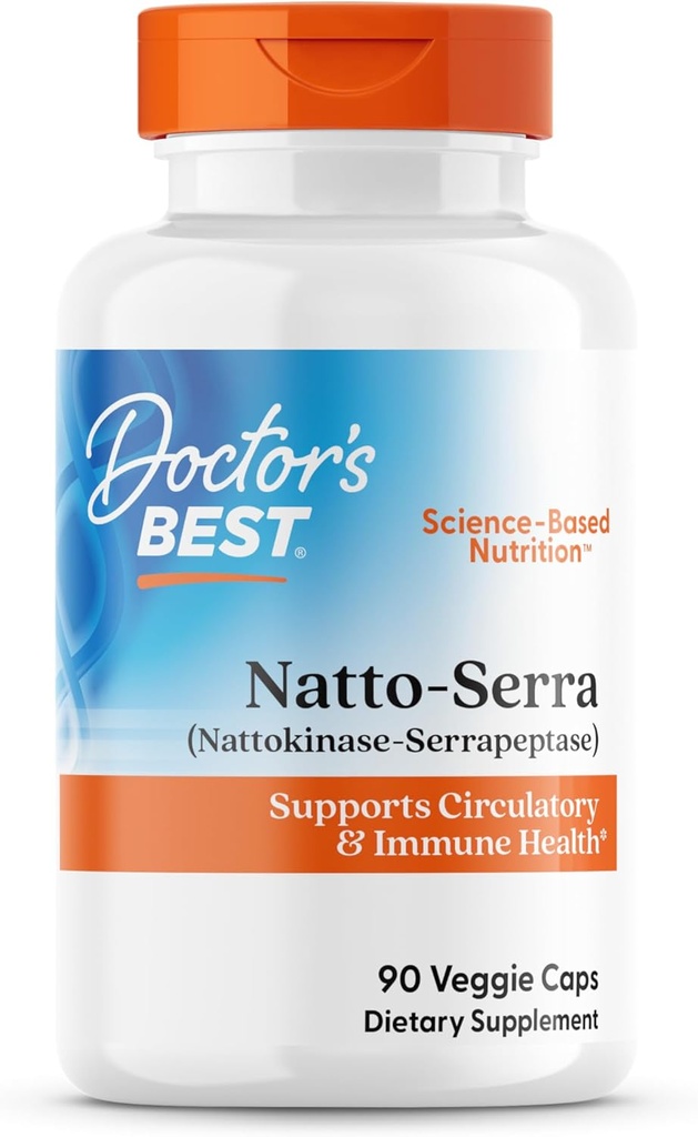 Doctors Best Natto-Serra, Supports Circulatory & Immune Health, Non-GMO, Vegan 90 Veggie Caps