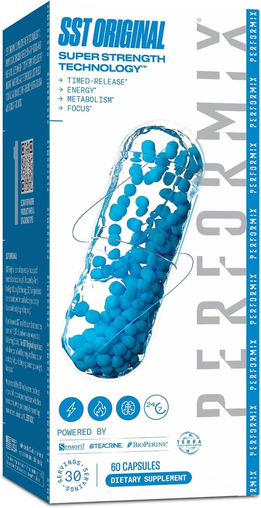 PERFORMIX - SST Original - Pre Workout - 250 mg Caffeine - Energy Supplements - No Crash - Fitness Goals - Nootropic - Timed-Release for All Day Focus, Mood & Energy Boost - Men & Women - 60 Capsules