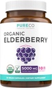 Organic Elderberry Capsules - 10:1 Extract Equals 5,000mg of Fresh Elderberries (Vegan) for Immune Support, Allergy, Sinus Relief - Sambucus Nigra - Black Elderberry - 30 Caps (No Pills or Gummies)