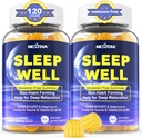 Melatonin Free Sleep Gummies with Magnesium Glycinate, GABA, 5-HTP, L-Theanine, Valerian, Chamomile, Lemon Balm, Vitamin D3 & B6 - Hormone & Drug- Free, Non-Habit Forming,2 Pack