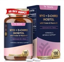 Totaria Inositol Supplement for Women with Vitamin D3, Folate, 40:1 Ratio Myo-Inositol & D-Chiro Inositol Complex, (Vitamin B8) Inositol Capsules, 180 Capsules, 60 Servings, 2 Month Supply