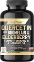 Quercetin with Bromelain Zinc Vitamin C Vitamin D Elderberry - 120 Veggie Capsules, Non-GMO, Gluten-Free | Immune Support Supplement | Made in USA | 2 Months Supply