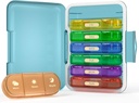 Weekly Pill Organizer 3X a Day, 7 Day Pill Box 3 Times, Portable for Travel Pill Case for Pills/Vitamin/Fish Oil/Medication/Supplements (3x7 Blue+Rainbow)