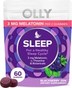 OLLY Sleep Gummy, 3 mg Melatonin, L-Theanine, Chamomile, and Lemon Balm Extracts, Blackberry Flavor, 30 Day Supply - 60 Count