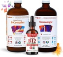 LIQUIDHEALTH Adult Focus & Energy Liquid Vitamin Bundle with Mega Energy B-Complex, USDA Organic Methyl B12 Drops, Neurologic Nootropic Focus Supplement - Boost Energy, Mood - USA Made, Vegan, Non-GMO