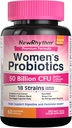 NewRhythm Women's Probiotics, Organic Cranberry for Women's Vaginal Health, 50 Billion CFU 18 Strains, Probiotics and Prebiotics, Support Digestive Health, 60 Vegan Capsules
