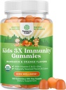 Natures Craft Organic Kids Immune Support Gummies - Vegan Organic Vitamin D Gummies for Kids with Vitamin C and Zinc for Immunity - D3 Zinc and C Gluten Free & Non GMO (120 Servings)