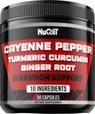 Cayenne Pepper Supplements with Turmeric Curcumin Root, Ginger Root, Citrus Bergamot & More - Digestive Health, Immune System, Heart Health & Joint Health - 90 Capsules