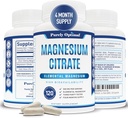Purely Optimal Magnesium Citrate 500mg – Magnesium Supplement for Digestive Health, Gentle Constipation Relief, Muscle & Sleep Support, Calm & Relaxation – High Absorption, 120 Easy-to-Swallow Caps