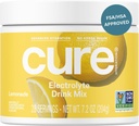 Cure Hydration | Plant-Based Electrolyte Drink Mix | No Added Sugar | FSA-HSA | Dehydration Relief Powder Made with Coconut Water | Non-GMO | Vegan | 28 Servings Jar - Lemonade