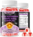 Magnesium Citrate Gummies 420mg for Adult - Dual Layer - w/10 Billion CFU - 5 Strains Probiotics & Calcium, D3, Biotin, Iron, B6, B12, Folate, Support for Bone, Nerve, Relaxation, Muscle - Vegan 60Cts
