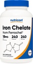 Nutricost Chelated Iron (from Ferrochel) 18mg, 240 Capsules - Gluten Free, Non GMO Iron Chelate Supplement