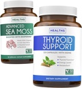 Bundle of Thyroid Support & Sea Moss - Sea Moss Thyroid Care Pack - Thyroid Support with Iodine (120 Caps) & Irish Sea Moss Capsules - Raw Vegan Supplement with BioPerine (Non-GMO & Organic)