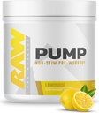 RAW Pump Stim Free Pre Workout (Lemonade) - Non-Stimulant Pre Workout Supplement Powder Nitric Oxide Booster - Pre Workout Supplements Drink for During Workout - 40 Servings