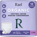 Rael Disposable Underwear for Women, Organic Cotton Cover - Postpartum Essentials, Leak Locker, Unscented, Maximum Coverage (Size L-XL, 12 Count)
