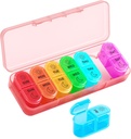 Betife Weekly Pill Organizer 2 Times a Day, 7 Day Pill Box AM PM, Portable Travel Pill Case, Daily Pill Container Day and Night, Medicine Organizer for Medication, Vitamin or Supplement（Pink）