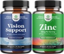 Bundle of Eye Health Supplement for Adults - Lutein 20mg Per Serving for Vision Dry Eyes and Blue Light Protection with Beta Carotene and Zinc 50mg Immune Support to Enhance Hair Skin and Nails