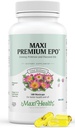 Maxi-Health Evening Primrose and Flax Seeds Oil Softgels - Vegan Omega 3 6 9 Supplements for Healthy Skin, Hair, and Joints - Kosher Certified, Organic Evening Primrose Oil Softgels, 180 Count