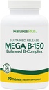 Natures Plus Mega B-150 Complex - 90 Sustained Release Vegetarian Tablets - Maximum Potency B Complex Vitamin Supplement -Gluten Free - 90 Servings