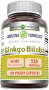 Amazing Formulas Ginkgo Biloba Supplement | 60 Mg | 120 Veggie Capsules | Non-GMO | Gluten Free | Made in USA