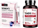 NATURE TARGET Probiotics Powder Supplement for Women & CoQ10-200mg with PQQ L-Carnitine & Omega-3s High Absorption