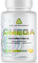 Core Nutritionals Omega High Purity Fish Oil | Triglyceride Form EPA & DHA | 1300mg Omega-3s | Brain & Heart Health Support | Lemon Taste | 120 Softgels