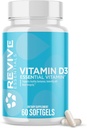 Revive MD Vitamin D3 Supplement 5000 IU – High Potency Cholecalciferol for Immune Support, Calcium Absorption, Bone & Muscle Health – Non-GMO Dietary Supplement, No Fillers (60 Softgels, 60 Servings)