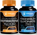 Berberine Supplement 1500mg - Liposomal Berberine with Ceylon Cinnamon │ Magnesium Glycinate Capsules - 750mg - Magnesium Supplement High Absorption Supplement