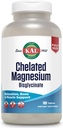 KAL Chelated Magnesium Bisglycinate, Magnesium Supplement for Relaxation, Bone Health, Nerve & Muscle Function Support*, High Absorption, Gentle Digestion, Vegan, Gluten Free, 60 Servings, 180 Tablets