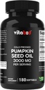 Cold Pressed Pumpkin Seed Oil 3000mg per Serving - 180 Softgels - Non-GMO & Gluten Free