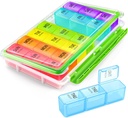 AUVON Weekly Pill Organizer 3 Times a Day with Moisture-Proof Design, Large Pill Box 7 Day Easy to Use, Portable Pill Case for Travel with Double Protection, Pill Containers for Vitamins, Medications