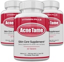 Acne Pills- Acne Tame 3 Pack Supplement- Clear Skin Vitamins Pill for Oily Skin Treatment, Hormonal Blemishes, Spots & Cystic Acnes Supplements for Women, Men, Teens & Adults- 180 Tablets