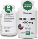 PRISTINE'S Berberine Supplement Capsules - 1000 MG 75 Day Supply - Heart, & Immunity Health Support Antioxidant - Digestive Tract & Healthy Gut Flora Support