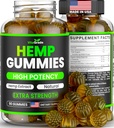 Hemp Gummies - Extra Strength for Peace & Relaxation - Infused with Pure Hemp Oil, Ashwagandha, L-Theanine - Tasty Relaxation Supplement - Natural Relief - 90 Ct - Made in USA - Green Apple Flavor