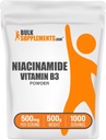 BulkSupplements.com Niacinamide Powder - Vitamin B3 Powder, Niacinamide Supplement, Niacinamide 500mg - B3 Vitamins for Skin, Gluten Free, 500mg per Serving, 500g (1.1 lbs) (Pack of 1)