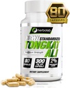 Herbolab Tongkat Ali For Men Root Supplement 200:1, Standardized to 2% Eurycomanone, 1200mg, 30 Day Supply, Longjack Tongkat Ali for Men, Eurycoma Longifolia Extract Powder Capsules, Malaysian Ginseng