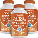 5-in-1 Ceylon Cinnamon Capsules 2355mg - Ceylon Cinnamon and Apple Cider Vinegar Capsules - Turmeric and Panax Ginseng - Cinnamon Supplements with Bioperine (120ct, Pack of 3)