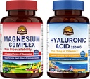 Vitalitown Magnesium + Hyaluronic Acid Bundle| Magnesium Complex (Item 1) & Hyaluronic Acid Plus Vitamin C (Item 2) | 120 Magnesium Capsules & 90 Hyaluronic Acid Capsules