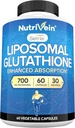 Nutrivein Premium Liposomal Glutathione Supplement 700 mg - 60 Caps - Pure Reduced Glutathione Setria - Master Antioxidant - Cell Protection, Cleansing, Liver, Brain, Vitality, and Defenses