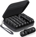 PULIV Weekly Pill Organizer 4 Times a Day with a Business Stylish Bag, Portable Pill Box 7 Day with 28 Compartments for Men, Removable Pill Sorters to Store Vitamin, Medication, Fish Oil, Supplements
