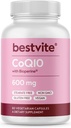 Coenzyme CoQ10 600mg per Capsule with Bioperine (60 Vegetarian Capsules) Naturally Fermented - No Titanium Dioxide - No Fillers - No Stearates - Vegan - Gluten Free - Non GMO