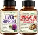 Liver Cleanse Detox & Repair Milk Thistle Supplement for Older Adults & Tongkat Ali for Men with Horny Goat Weed, Maca Root Powder, Tribulus Terrestris, and Saw Palmetto 2-Pack Bundle