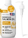 Salmon Oil for Dogs and Cats, 32 oz - Omega-Rich Supplement for Healthy Skin & Coat, Joint & Immune Support - All-Natural Fish Oil Liquid - Premium Pet Care, Made in USA