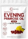 Micro Ingredients Evening Primrose Oil 1300mg Per Serving, 240 Softgels | Enhanced with 40mg Black Cohosh Extract, Cold Pressed – 10% Active GLA, Non-GMO, No Gluten, Easy to Swallow