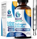 Liquid Collagen and Biotin, 2 Fl. Oz, Ultra-Strength Collagen Peptides for Women, Third-Party Tested Biotin for Hair Growth Women, Nails, and Skin Vitamins B7 Collageno Peptides – Vanilla Flavor