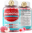 NEVISS Probiotic + Prebiotic Gummies for Adults & Kids 4+, Sugar Free Chewable 50 Billion CFUs w/Fiber, Vitamin B1 B2 D3 & Zinc, for Digestive & Gut Health, Boost Microflora Diversity, 60 Cts
