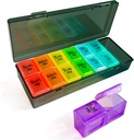 Weekly Pill Organizer 2 Times a Day-Am Pm Pill Organizer 7 Day, Pill Cases Organizers 7 Day with Separate Container, Case for Fish Oils, Vitamin, Supplements